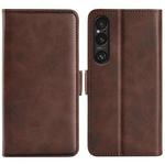For Sony Xperia 1 VII Dual-side Magnetic Buckle Horizontal Flip Leather Phone Case(Brown)