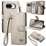 For Google Pixel 7a Love Zipper Lanyard Leather Phone Case(Gray)