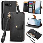 For Google Pixel 9a Love Zipper Lanyard Leather Phone Case(Black)