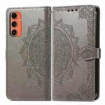 For Samsung Galaxy C55 Mandala Flower Embossed Leather Phone Case(Gray)