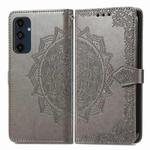 For Samsung Galaxy M55 Mandala Flower Embossed Leather Phone Case(Gray)