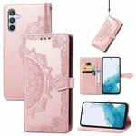 For Samsung Galaxy A36 5G Mandala Flower Embossed Leather Phone Case(Rose Gold)