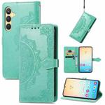 For Samsung Galaxy S25 5G Mandala Flower Embossed Leather Phone Case(Green)