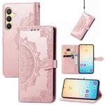 For Samsung Galaxy S25+ 5G Mandala Flower Embossed Leather Phone Case(Rose Gold)