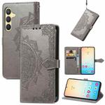 For Samsung Galaxy S25+ 5G Mandala Flower Embossed Leather Phone Case(Gray)