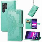 For Samsung Galaxy S25 Ultra 5G Mandala Flower Embossed Leather Phone Case(Green)