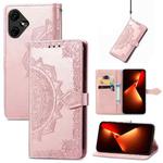 For Tecno Pova Neo 3 Mandala Flower Embossed Leather Phone Case(Rose Gold)