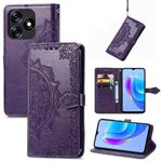 For Tecno Spark 10 Mandala Flower Embossed Leather Phone Case(Purple)