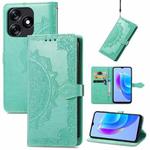 For Tecno Spark 10 Mandala Flower Embossed Leather Phone Case(Green)
