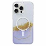 For iPhone 15 Pro MagSafe Gilding Hybrid Clear TPU Phone Case(Purple)