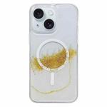 For iPhone 15 Plus MagSafe Gilding Hybrid Clear TPU Phone Case(White)