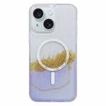 For iPhone 15 Plus MagSafe Gilding Hybrid Clear TPU Phone Case(Purple)