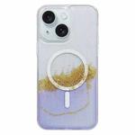 For iPhone 15 Plus Gilding MagSafe Hybrid Clear TPU Phone Case(Purple)