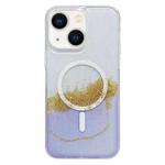 For iPhone 14 Plus Gilding MagSafe Hybrid Clear TPU Phone Case(Purple)