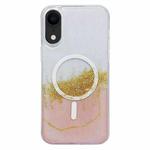 For iPhone XR MagSafe Gilding Hybrid Clear TPU Phone Case(Pink)