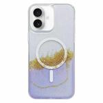 For iPhone 16 Gilding MagSafe Hybrid Clear TPU Phone Case(Purple)