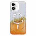 For iPhone 16 Plus Gilding MagSafe Hybrid Clear TPU Phone Case(Orange)