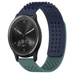For GarminMove Trend 20mm Holes Breathable 3D Dots Silicone Watch Band(Midnight Blue+Olive Green)