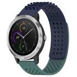 For Garmin Vivoactive 3 20mm Holes Breathable 3D Dots Silicone Watch Band(Midnight Blue+Olive Green)