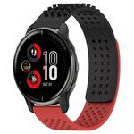 For Garmin Venu 2 Plus 20mm Holes Breathable 3D Dots Silicone Watch Band(Black+Red)