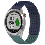 For Garmin Approach S40 20mm Holes Breathable 3D Dots Silicone Watch Band(Midnight Blue+Olive Green)