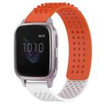 For Garmin Venu SQ 20mm Holes Breathable 3D Dots Silicone Watch Band(Orange+White)