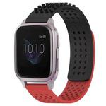 For Garmin Venu SQ 20mm Holes Breathable 3D Dots Silicone Watch Band(Black+Red)