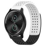 For Garmin VivoMove Style 20mm Holes Breathable 3D Dots Silicone Watch Band(White+Black)