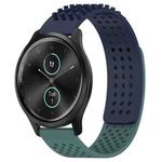 For Garmin VivoMove Style 20mm Holes Breathable 3D Dots Silicone Watch Band(Midnight Blue+Olive Green)