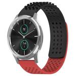 For Garmin VivoMove Luxe 20mm Holes Breathable 3D Dots Silicone Watch Band(Black+Red)