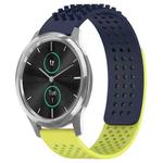 For Garmin VivoMove Luxe 20mm Holes Breathable 3D Dots Silicone Watch Band(Midnight Blue+Lime Green)