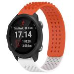 For Garmin Forerunner 245 20mm Holes Breathable 3D Dots Silicone Watch Band(Orange+White)