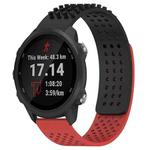 For Garmin Forerunner 245 Music 20mm Holes Breathable 3D Dots Silicone Watch Band(Black+Red)