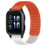 For Garmin Forerunner Sq2 20mm Holes Breathable 3D Dots Silicone Watch Band(Orange+White)