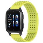 For Garmin Forerunner Sq2 Music 20mm Holes Breathable 3D Dots Silicone Watch Band(Lime Green)