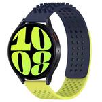 For Samsung Galaxy Watch 6 44mm 20mm Holes Breathable 3D Dots Silicone Watch Band(Midnight Blue+Lime Green)