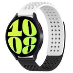 For Samsung Galaxy Watch 6 40mm 20mm Holes Breathable 3D Dots Silicone Watch Band(White+Black)
