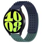 For Samsung Galaxy Watch 6 40mm 20mm Holes Breathable 3D Dots Silicone Watch Band(Midnight Blue+Olive Green)