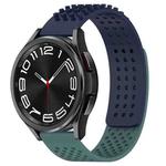 For Samsung Galaxy Watch 6 Classic 47mm 20mm Holes Breathable 3D Dots Silicone Watch Band(Midnight Blue+Olive Green)