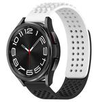 For Samsung Galaxy Watch 6 Classic 43mm 20mm Holes Breathable 3D Dots Silicone Watch Band(White+Black)