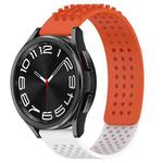 For Samsung Galaxy Watch 6 Classic 43mm 20mm Holes Breathable 3D Dots Silicone Watch Band(Orange+White)