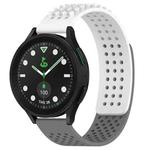 For Samsung Galaxy watch 5 Pro Golf Edition 20mm Holes Breathable 3D Dots Silicone Watch Band(White+Grey)