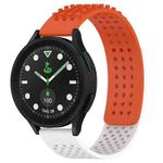 For Samsung Galaxy watch 5 Pro Golf Edition 20mm Holes Breathable 3D Dots Silicone Watch Band(Orange+White)