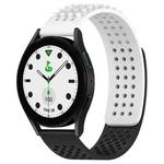 For Samsung Galaxy watch 5 Golf Edition 20mm Holes Breathable 3D Dots Silicone Watch Band(White+Black)