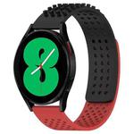 For Samsung Galaxy Watch 4 44mm 20mm Holes Breathable 3D Dots Silicone Watch Band(Black+Red)