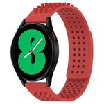 For Samsung Galaxy Watch 4 44mm 20mm Holes Breathable 3D Dots Silicone Watch Band(Red)