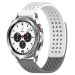 For Samsung  Galaxy Watch 4 Classic 42mm 20mm Holes Breathable 3D Dots Silicone Watch Band(White+Grey)