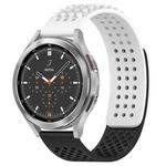 For Samsung  Galaxy Watch 4 Classic 46mm 20mm Holes Breathable 3D Dots Silicone Watch Band(White+Black)