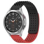 For Samsung  Galaxy Watch 4 Classic 46mm 20mm Holes Breathable 3D Dots Silicone Watch Band(Black+Red)