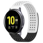 For Samsung Galaxy Watch Active 2 40mm 20mm Holes Breathable 3D Dots Silicone Watch Band(White+Black)